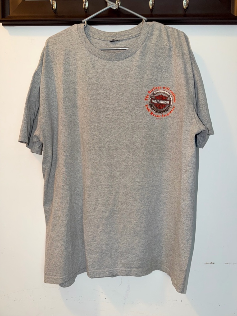 Harley-Davidson Gray Tee with Orange Chest Logo Size XL
